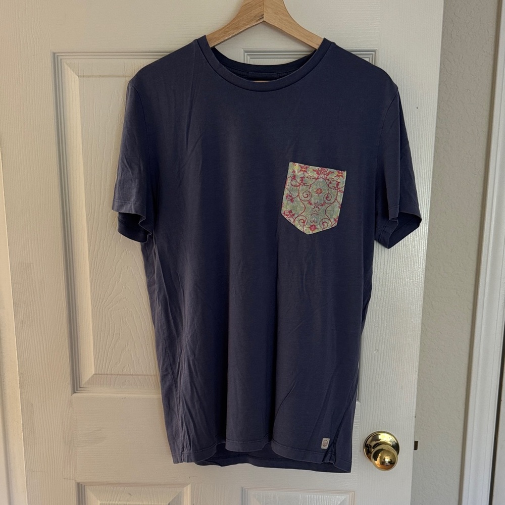 Marine Layer Signature Pocket Tee in Navy with Floral Pocket